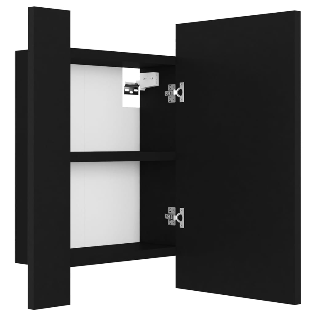 vidaXL LED-speilskap til baderom svart 40x12x45 cm akryl