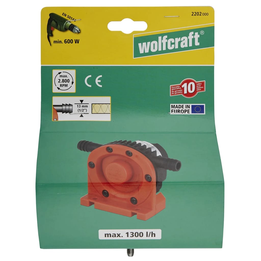 wolfcraft Drillpumpe 1300 l/h S=6 mm 2202000