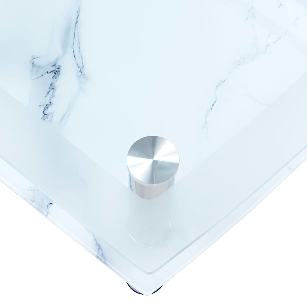 vidaXL Salongbord med marmordesign hvit 100x60x42 cm herdet glass