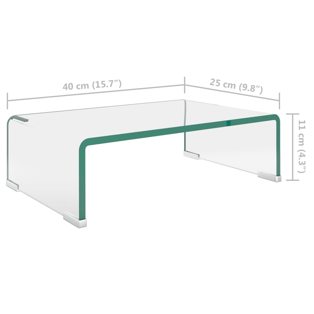vidaXL TV-benk glass klar 40x25x11 cm
