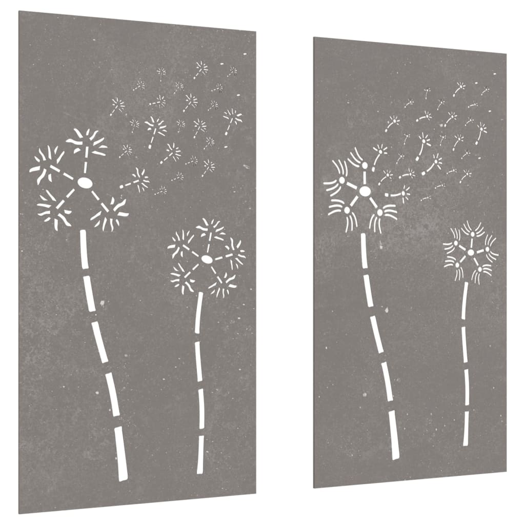 vidaXL Veggdekorasjoner hage 2 stk 105x55 cm cortenstål blomsterdesign