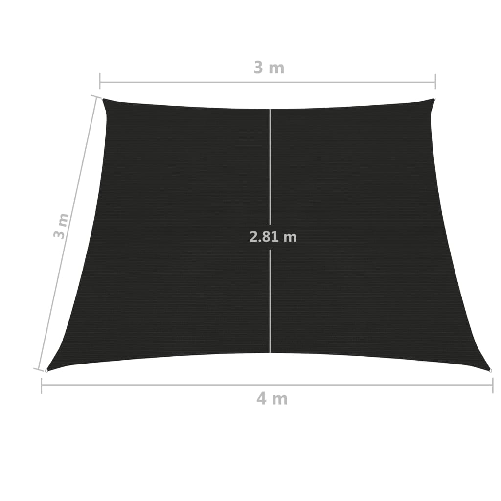 vidaXL Solseil 160 g/m² svart 3/4x3 m HDPE