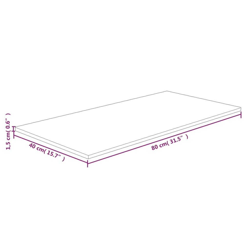 vidaXL Benkeplate til bad lysebrun 80x40x1,5 cm behandlet heltre