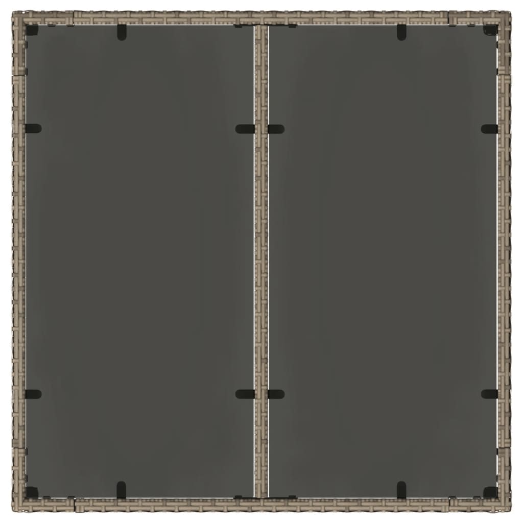 vidaXL Hagebord med glassplate grå 90x90x75 cm polyrotting
