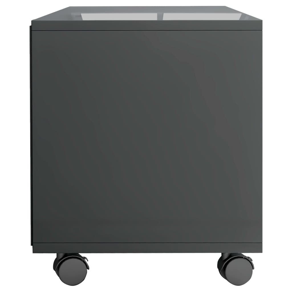 vidaXL TV-benk med hjul høyglans grå 90x35x35 cm sponplate