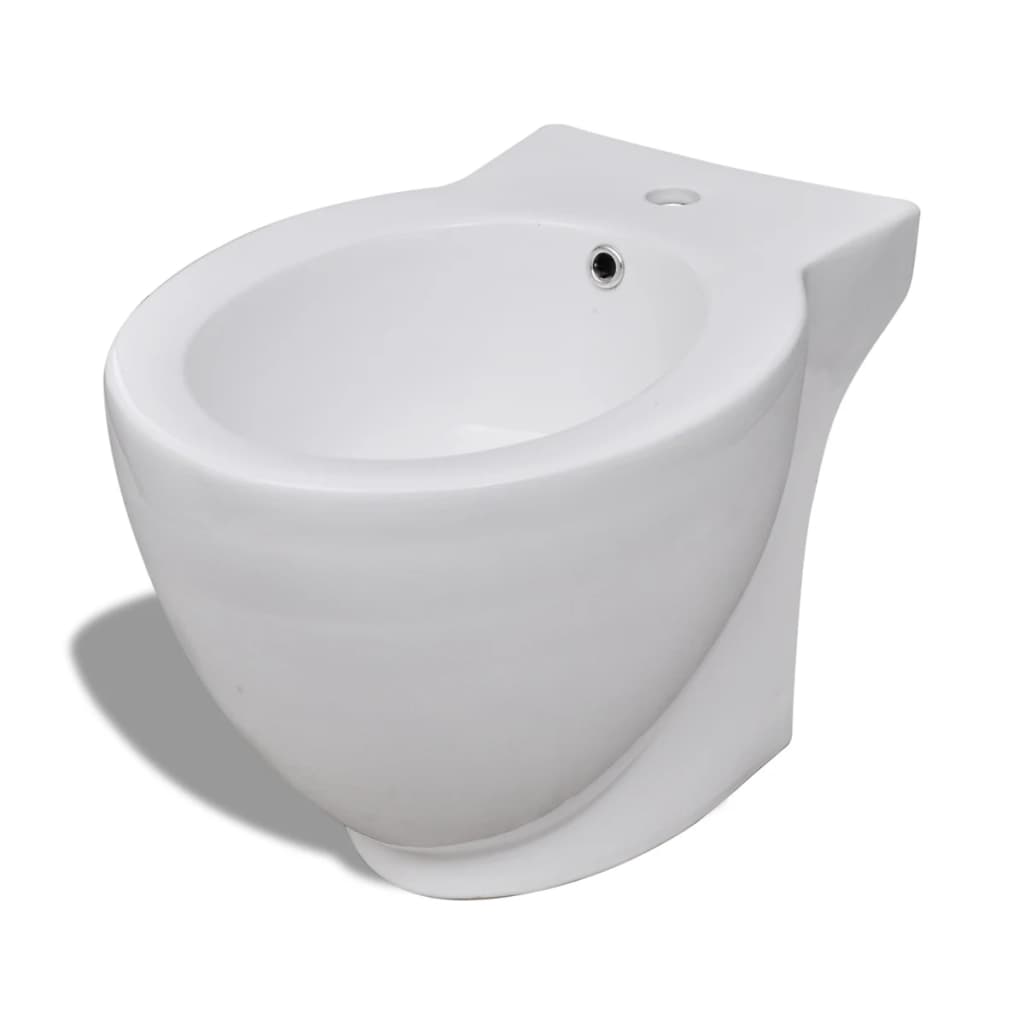 Stående toalett- og bidetsett hvit keramikk
