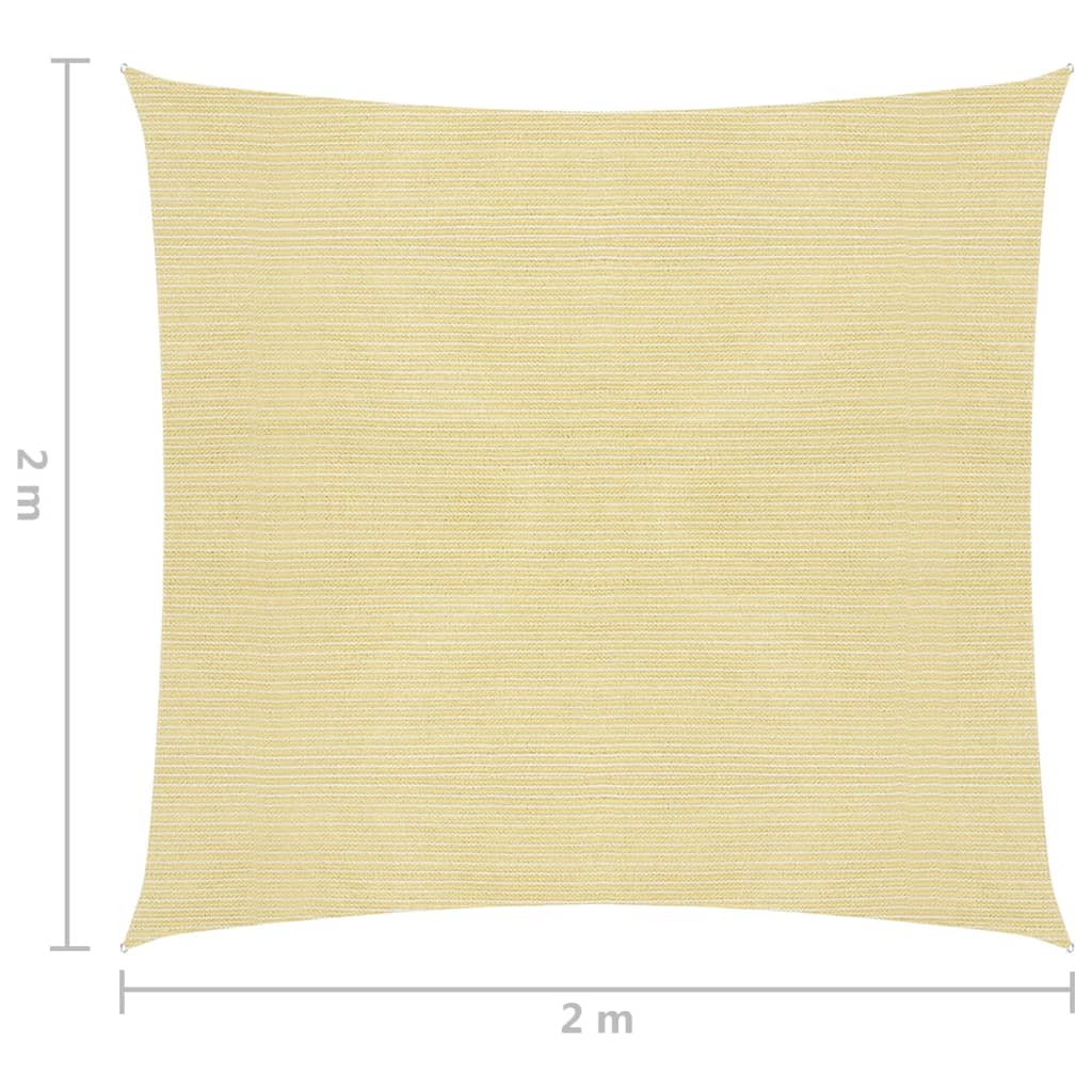 vidaXL Solseil HDPE firkantet 2x2 m beige