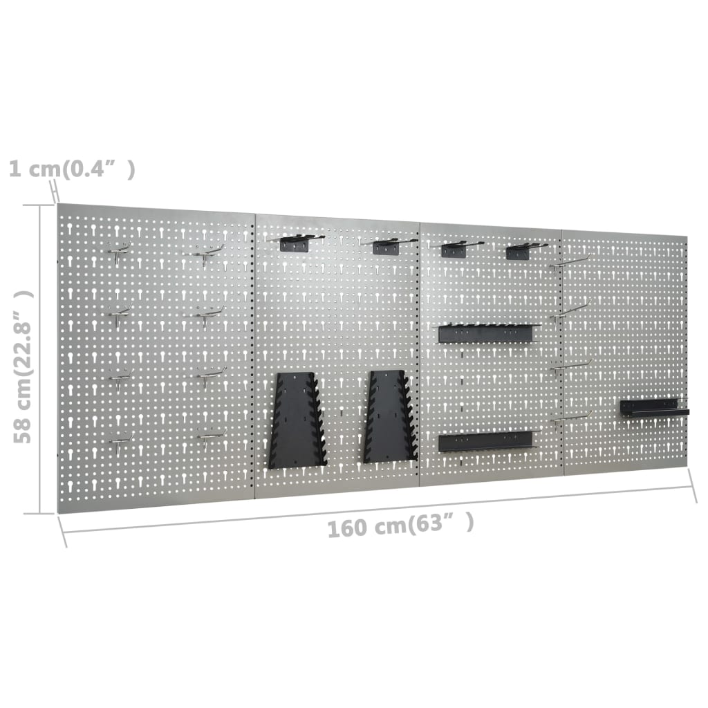 vidaXL Arbeidsbenk med 4 vegghengte verktøytavler og 2 skap