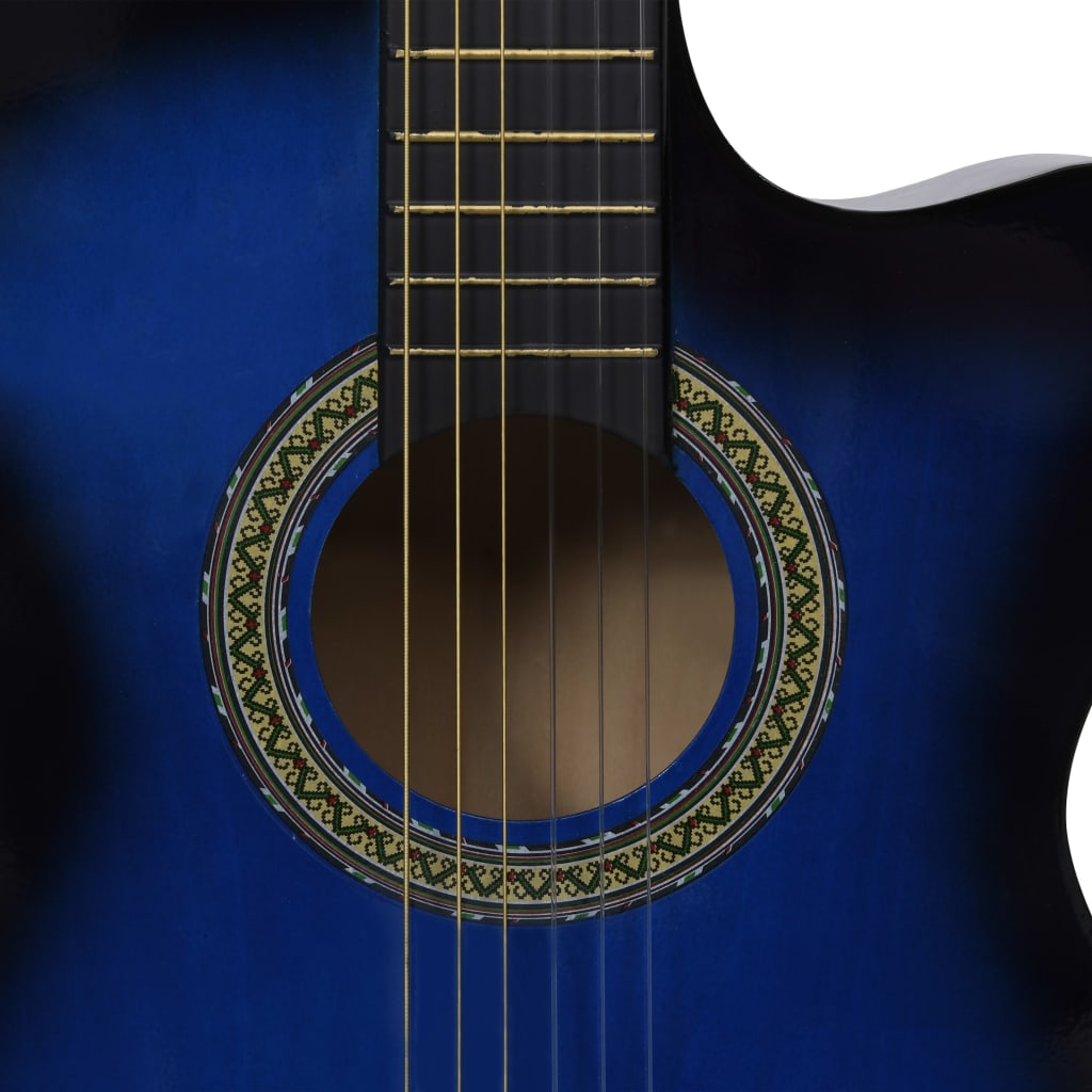 vidaXL Western klassisk cutaway gitar med equalizer 6 strenger blå