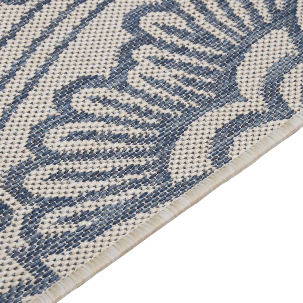 vidaXL Utendørs flatvevd teppe 80x150 cm blå mønster