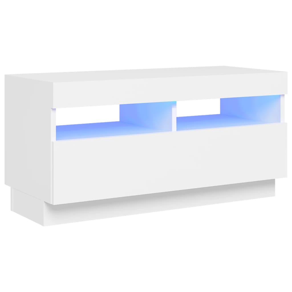 vidaXL TV-benk med LED-lys hvit 80x35x40 cm
