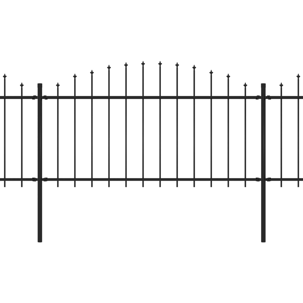 vidaXL Hagegjerde med spydtopp stål (1,25-1,5)x3,4 m svart
