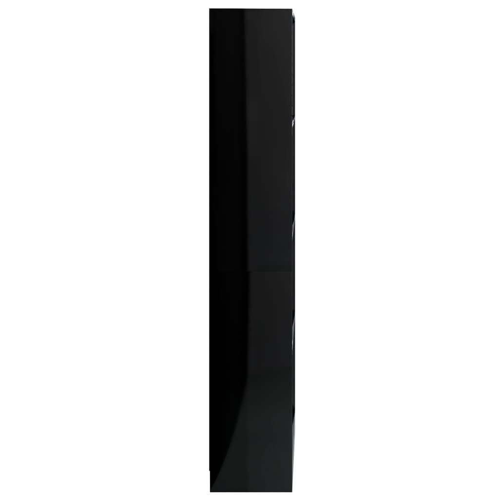 vidaXL Bokhylle 4 nivåer høyglans svart 80x24x142 cm sponplate