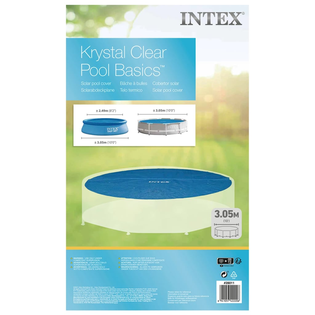 Intex Soldrevet bassengtrekk blå 290 cm polyetylen