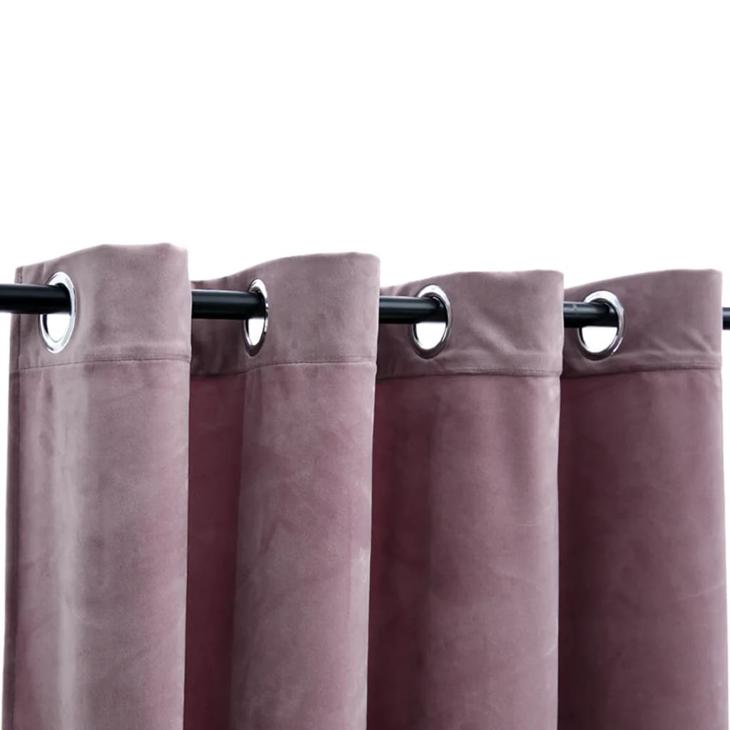 vidaXL Lystette gardiner med ringer 2 stk fløyel antikk rosa 140x225 cm