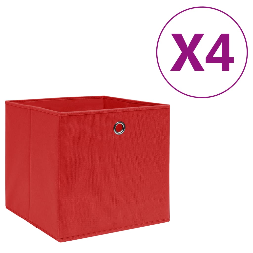vidaXL Oppbevaringsbokser 4 stk ikke-vevet stoff 28x28x28 cm rød