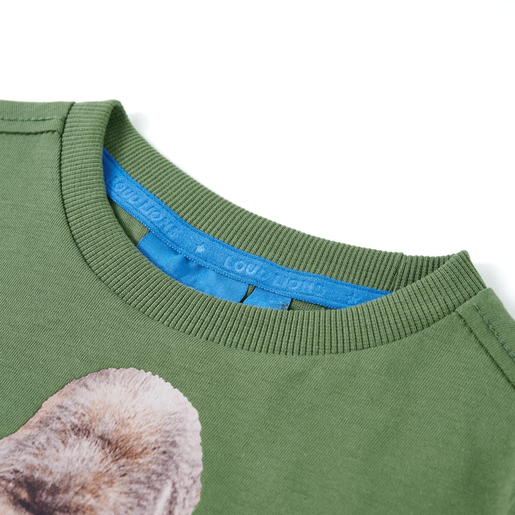 T-skjorte for barn med lange ermer lysekaki 92