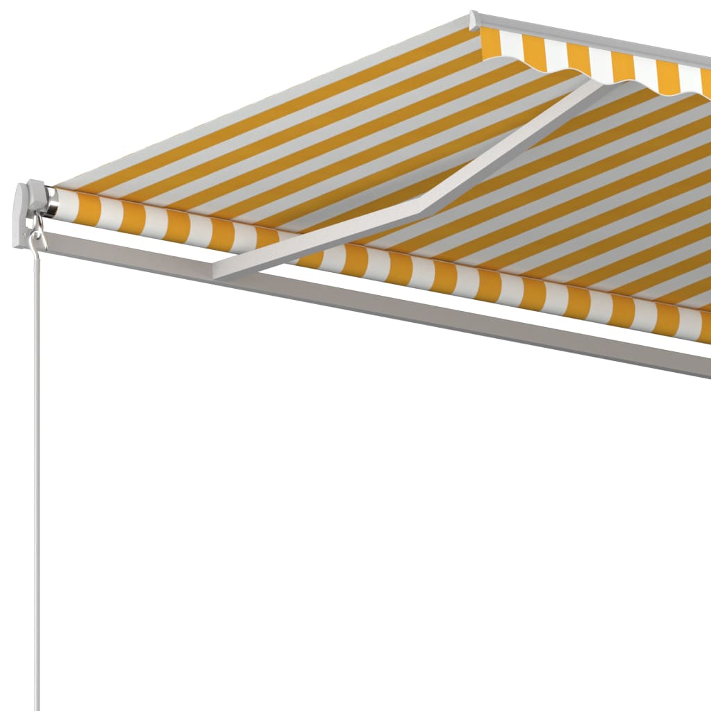vidaXL Automatisk uttrekkbar markise med stolper 3,5x2,5 m gul og hvit