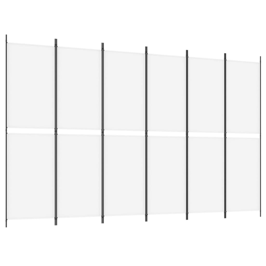 vidaXL Romdeler 6 paneler hvit 300x200 cm stoff