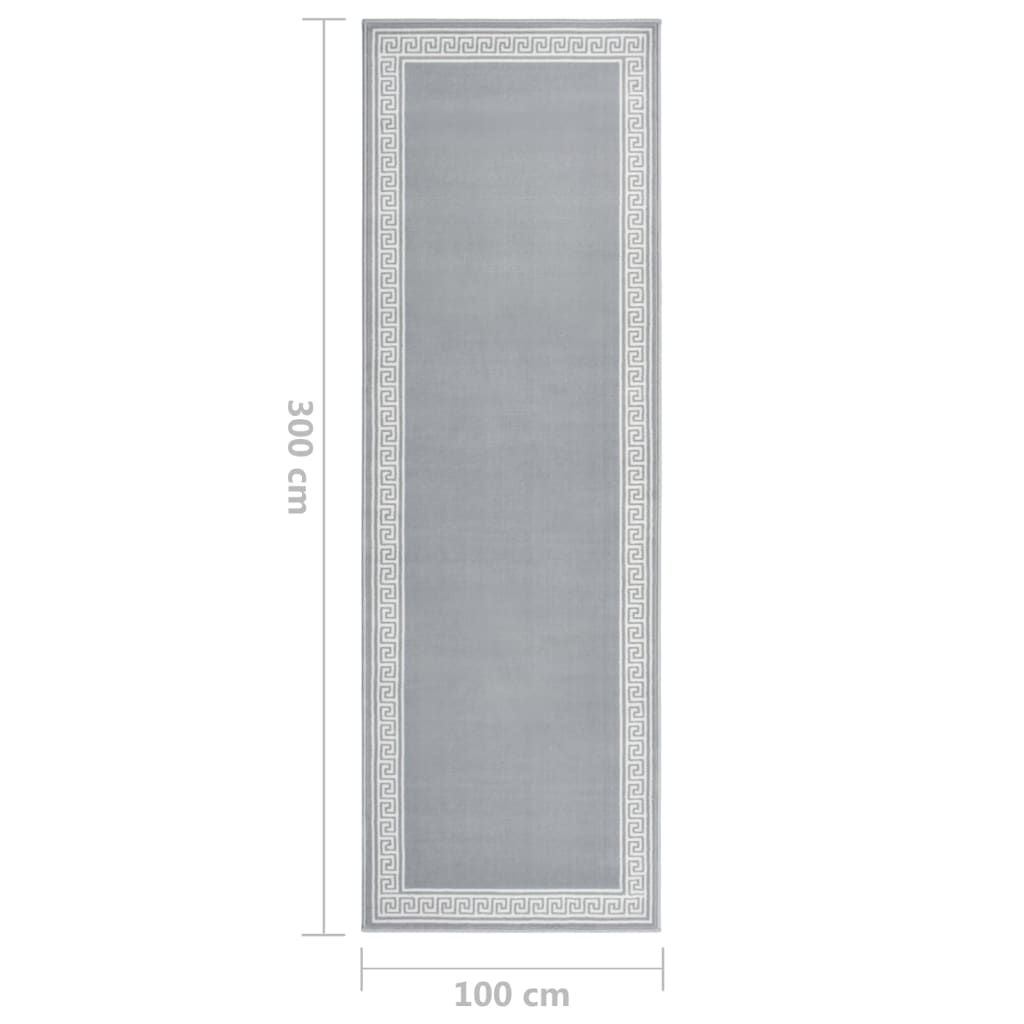 vidaXL Gulvteppe BFC grå med motiv 100x300 cm