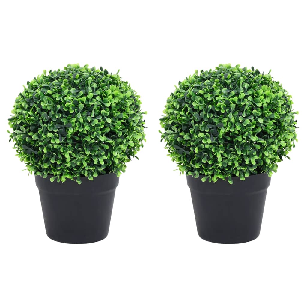 vidaXL Kunstige buksbomplanter med potte 2 stk ballformet 27 cm grønn
