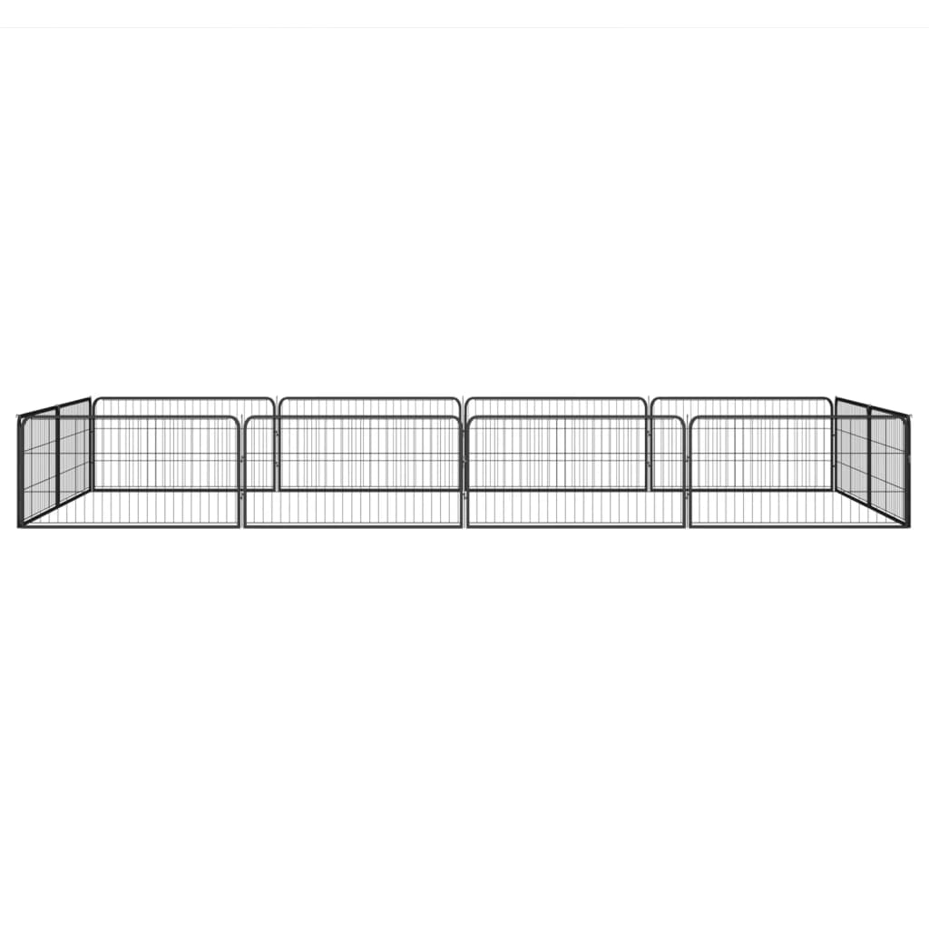 vidaXL Hundegrind med 12 paneler svart 100x50 cm pulverlakkert stål