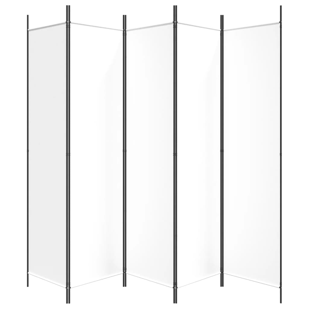 vidaXL Romdeler med 5 paneler hvit 250x200 cm stoff