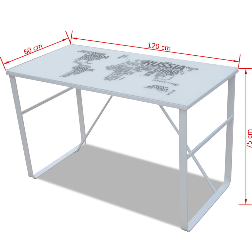 vidaXL Skrivebord med kartmønster rektangulært