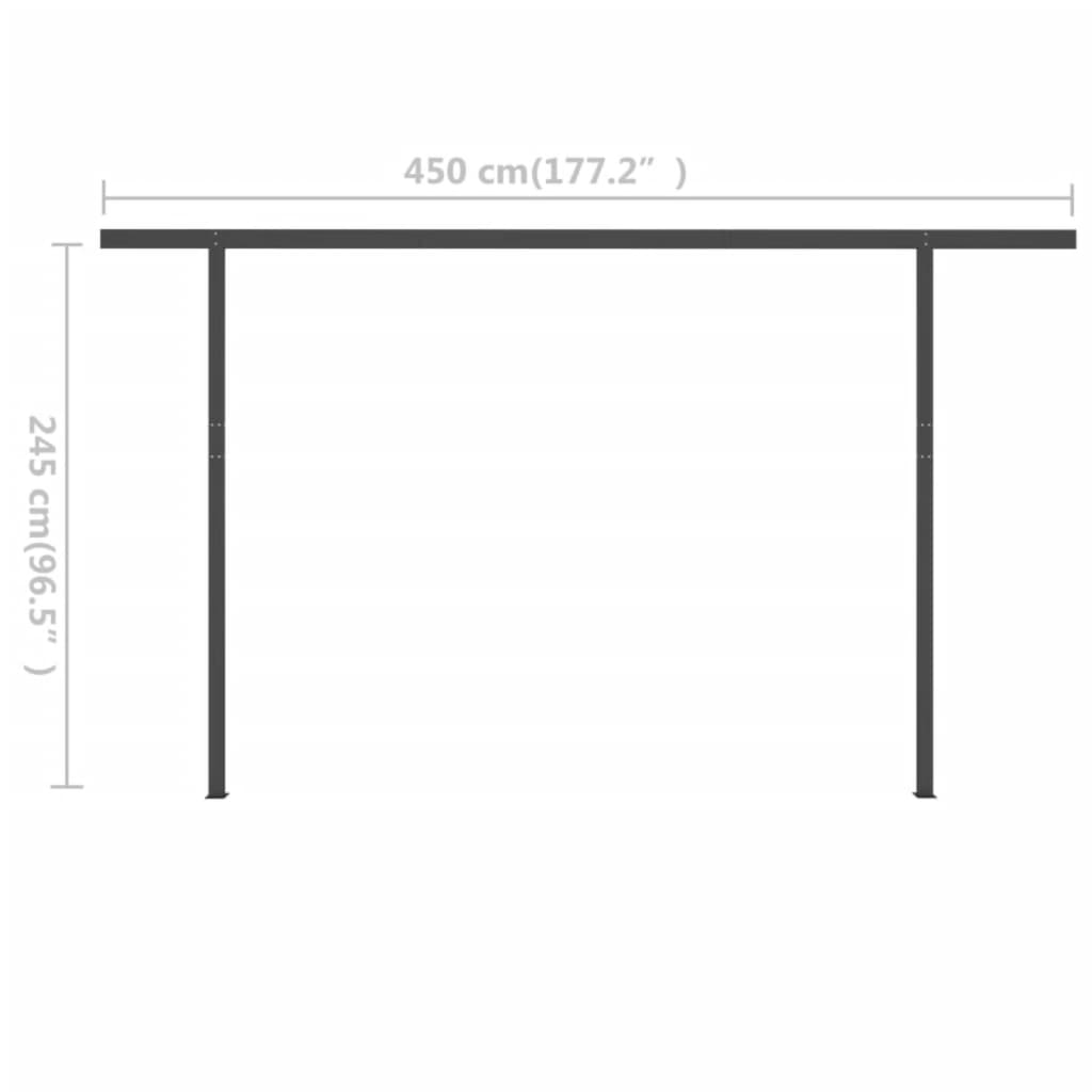 vidaXL Manuell uttrekkbar markise med stolper 4x3 m kremhvit