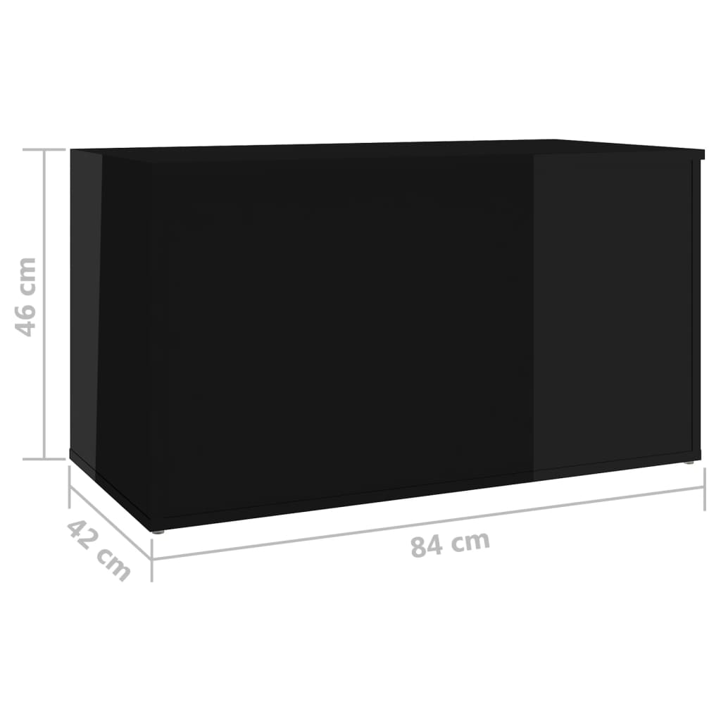 vidaXL Oppbevaringskiste høyglans svart 84x42x46 cm konstruert tre