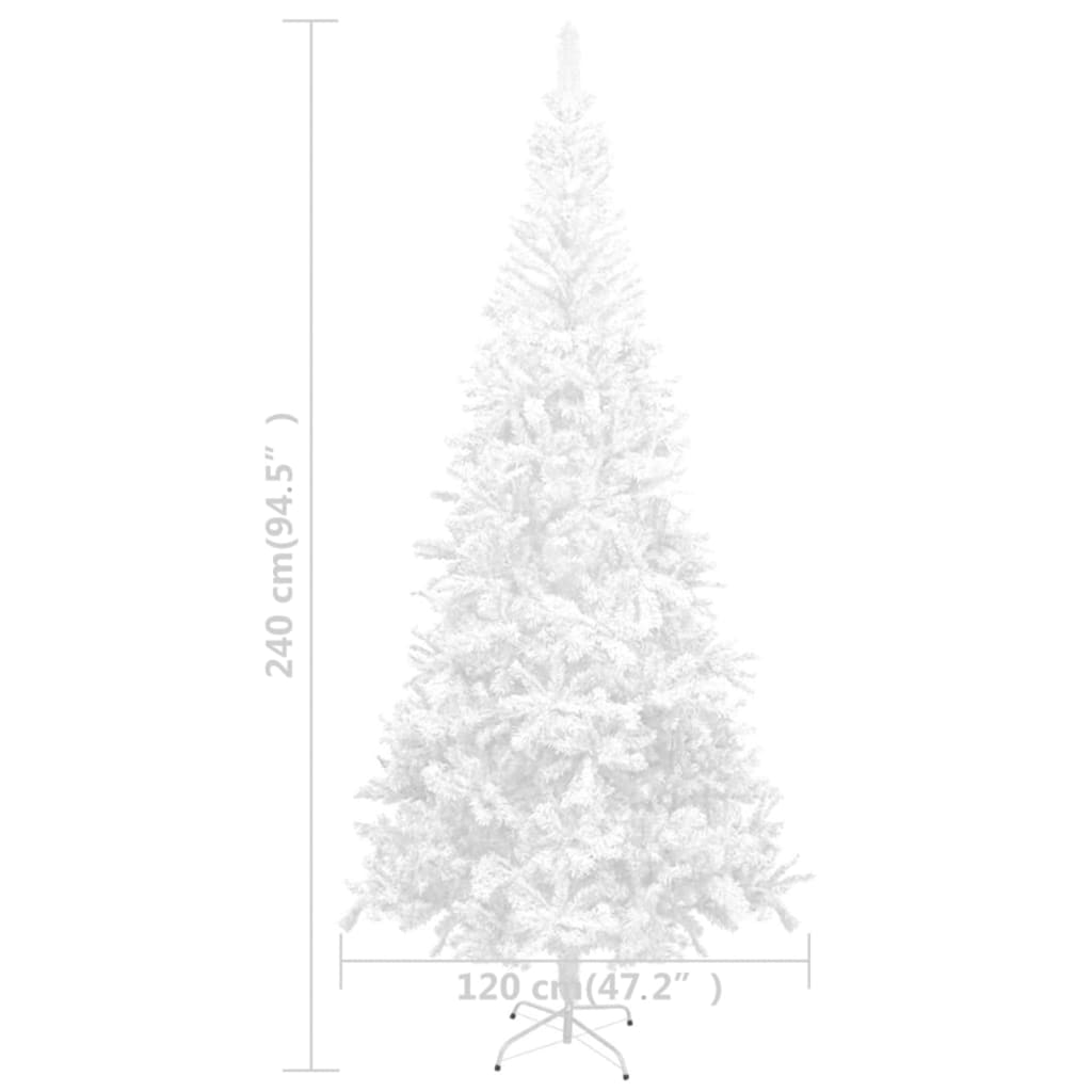 vidaXL Forhåndsbelyst kunstig juletre hvit L 240 cm hvit