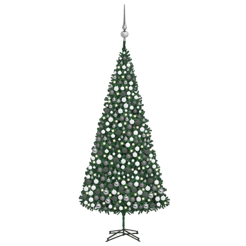 vidaXL Forhåndsbelyst kunstig juletre med kulesett 500 cm grønn