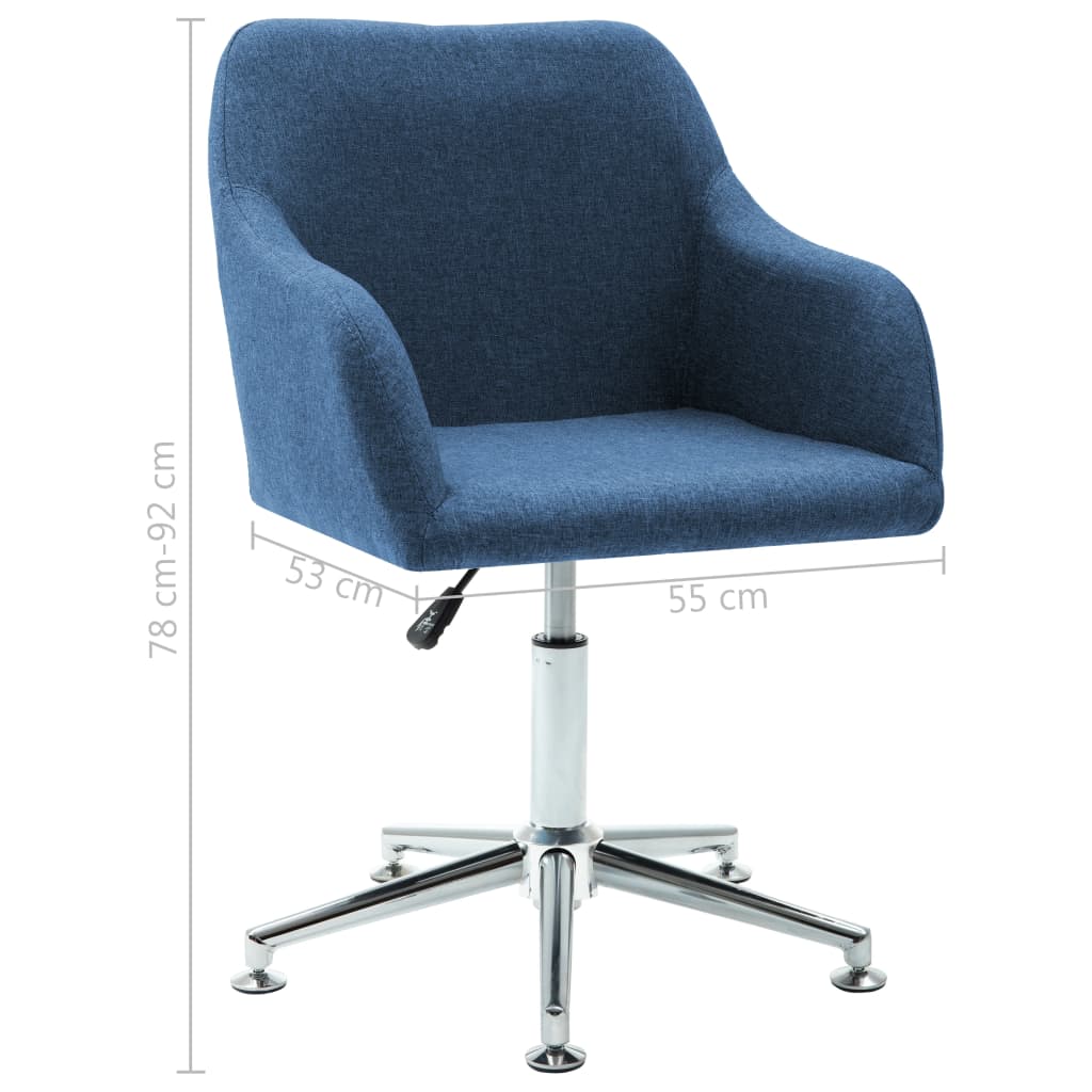 vidaXL Svingbar kontorstol blå stoff