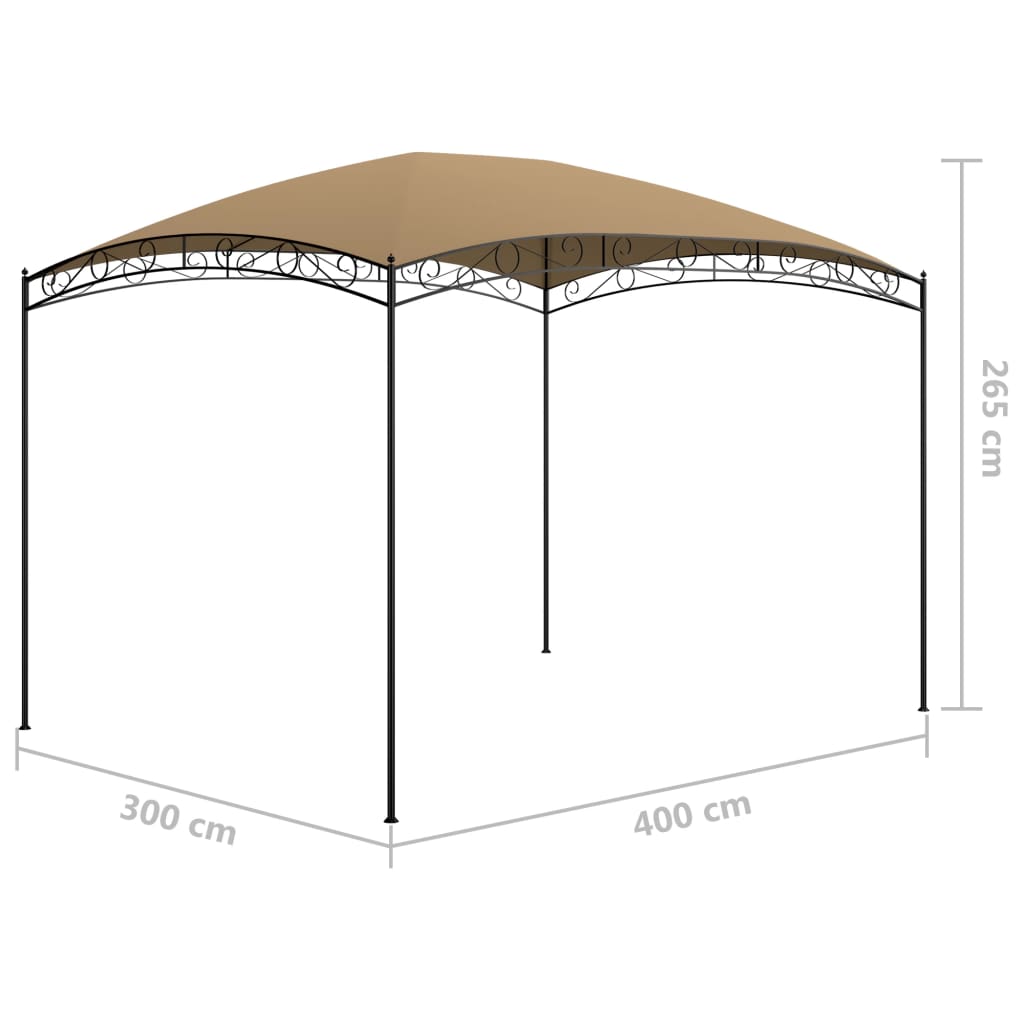 vidaXL Paviljong 3x4x2,65 m gråbrun 180 g/m²
