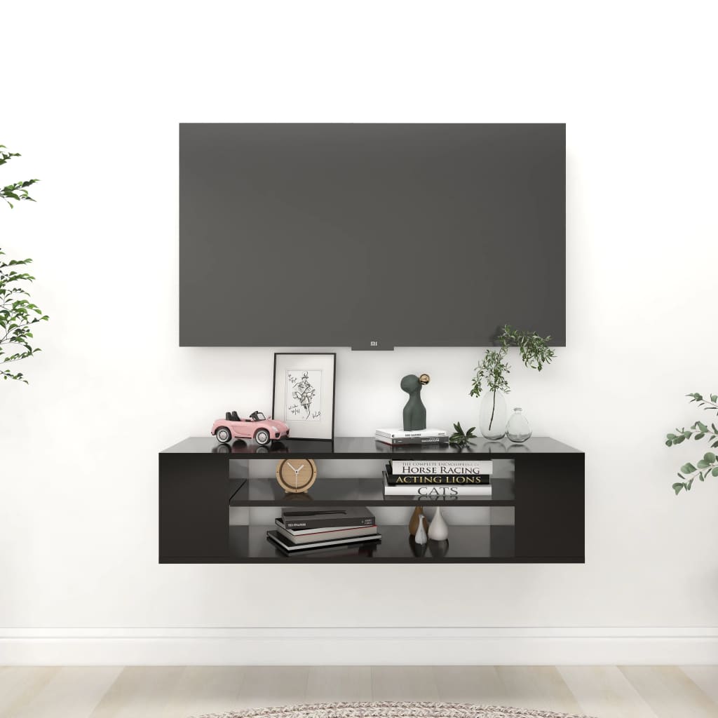 vidaXL Hengende TV-benk svart 100x30x26,5 cm sponplate