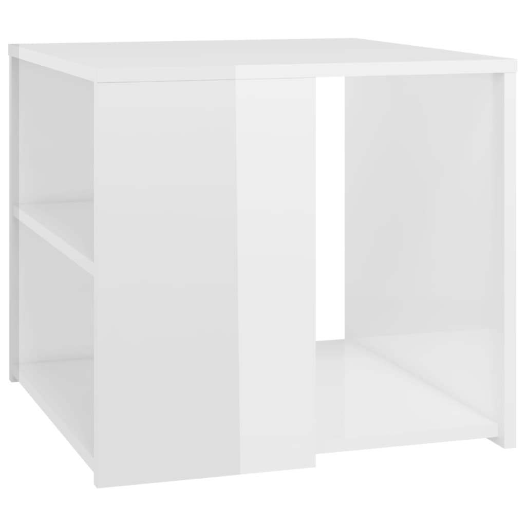 vidaXL Sidebord høyglans hvit 50x50x45 cm sponplate