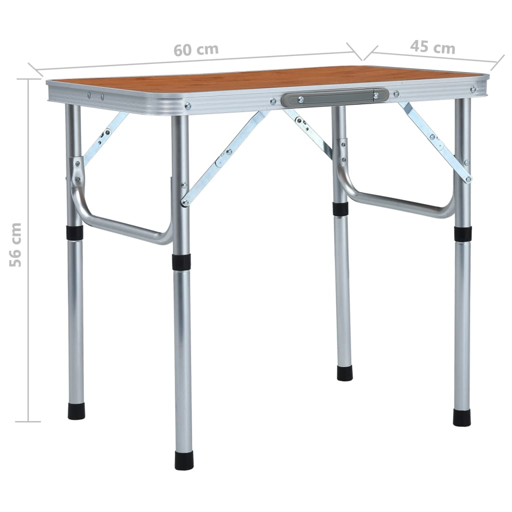 vidaXL Sammenleggbart campingbord aluminium 60x45 cm