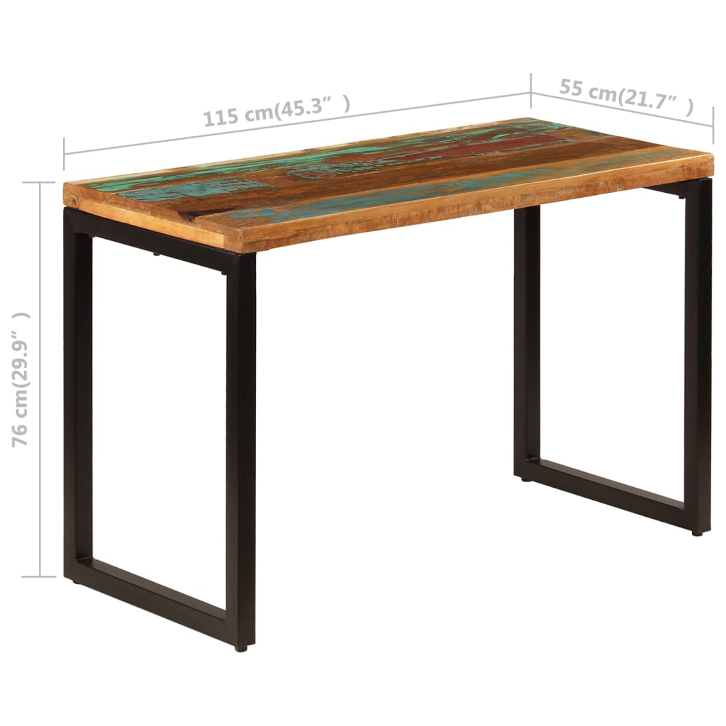 vidaXL Spisebord 115x55x76 cm gjennvunnet heltre og stål