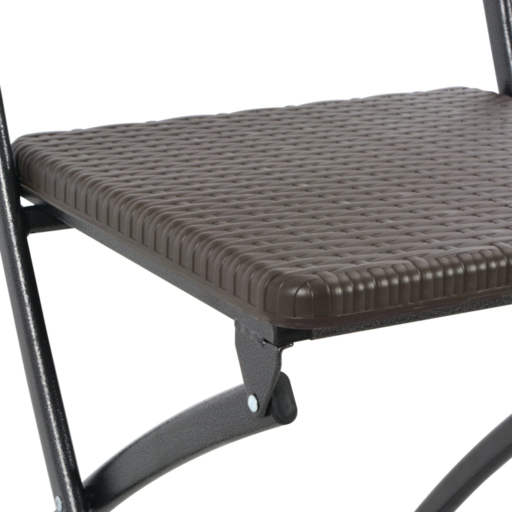 vidaXL Sammenleggbare barstoler 2 stk HDPE og stål brun rottingstil