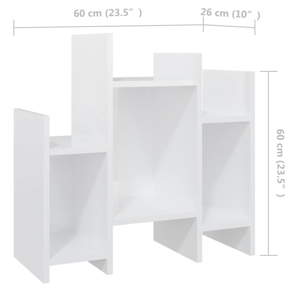 vidaXL Sideskap høyglans hvit 60x26x60 cm sponplate