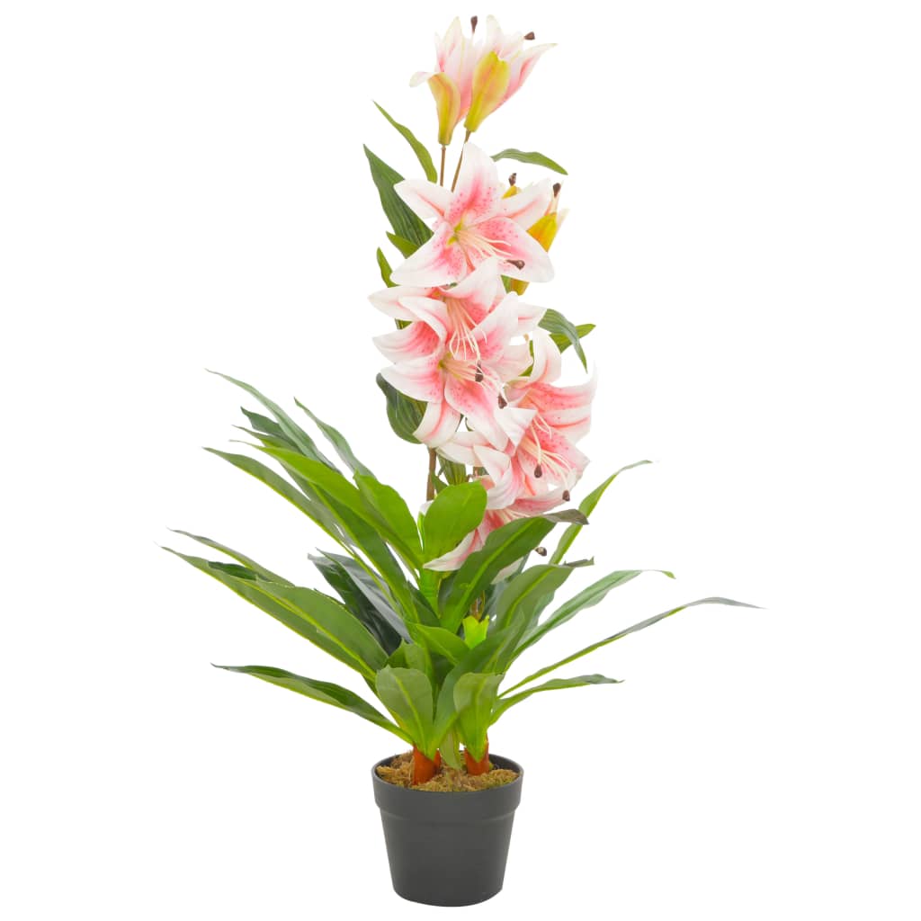 vidaXL Kunstig plante lilje med potte rosa 90 cm