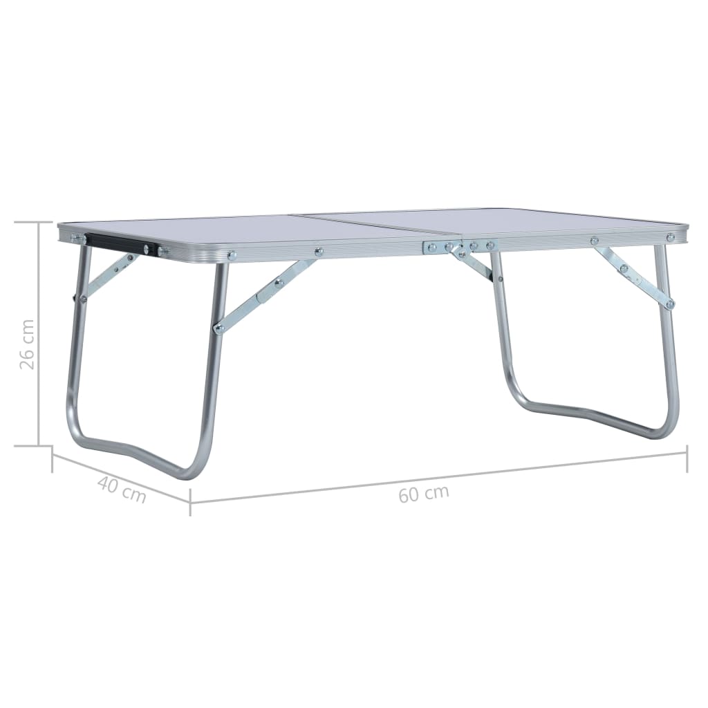 vidaXL Sammenleggbart campingbord hvit aluminium 60x40 cm