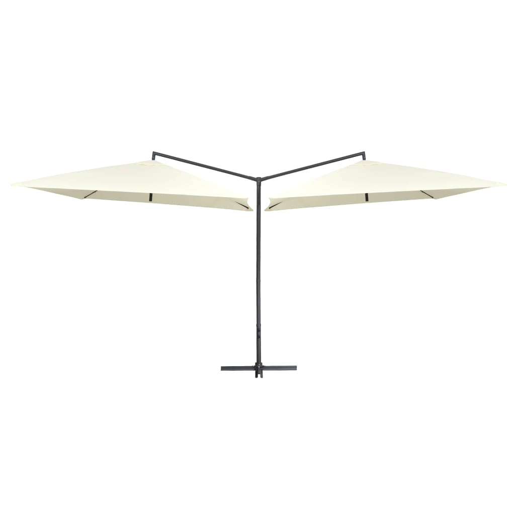 vidaXL Dobbel parasoll med stålstang 250x250 cm sandhvit