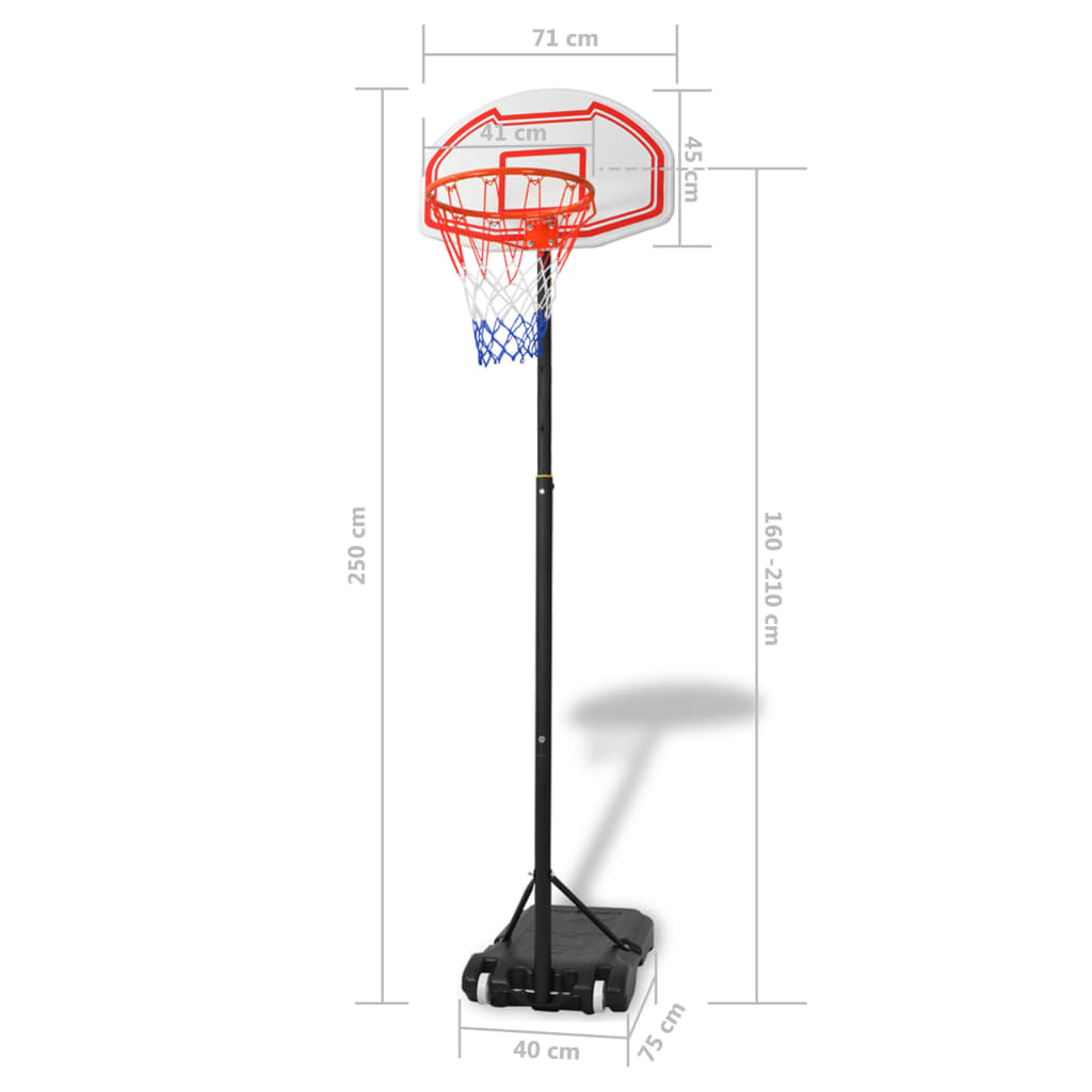 vidaXL Bærbart basketballkurvsett 250 cm