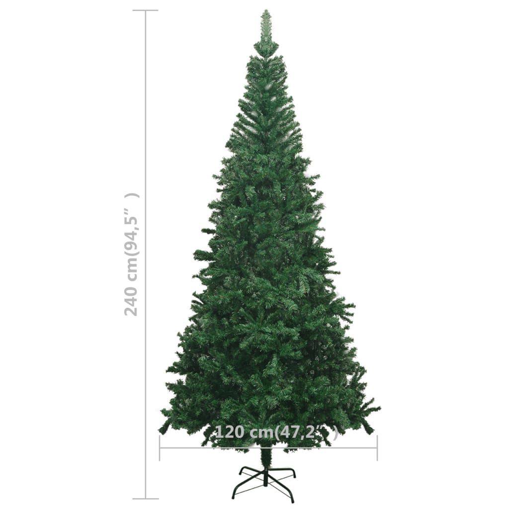 vidaXL Forhåndsbelyst kunstig juletre hvit L 240 cm grønn