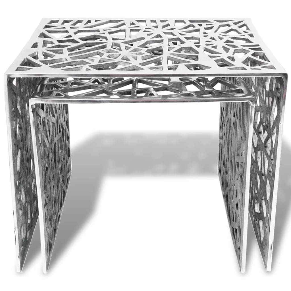 VidaXL To-delers Sidebord Kvadratisk Aluminium Sølv