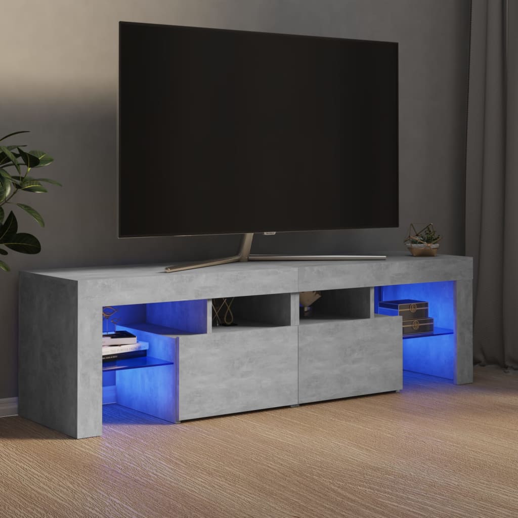 vidaXL TV-benk med LED-lys betonggrå 140x36,5x40 cm