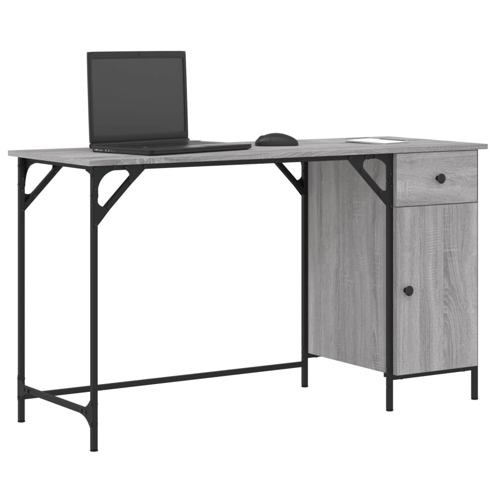 vidaXL Skrivebord grå sonoma 131x48x75 cm konstruert tre