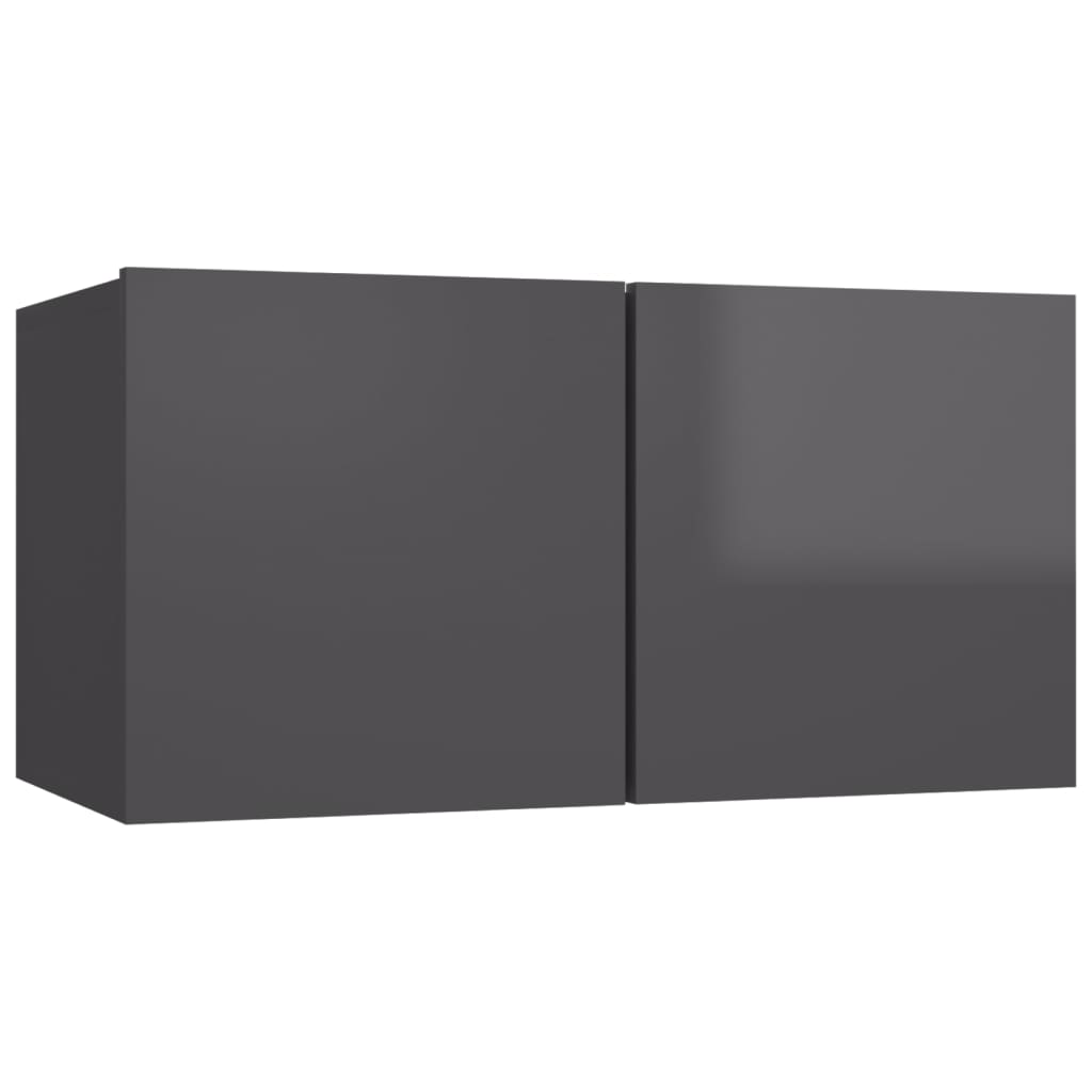 vidaXL TV-benksett 4 deler høyglans grå sponplate