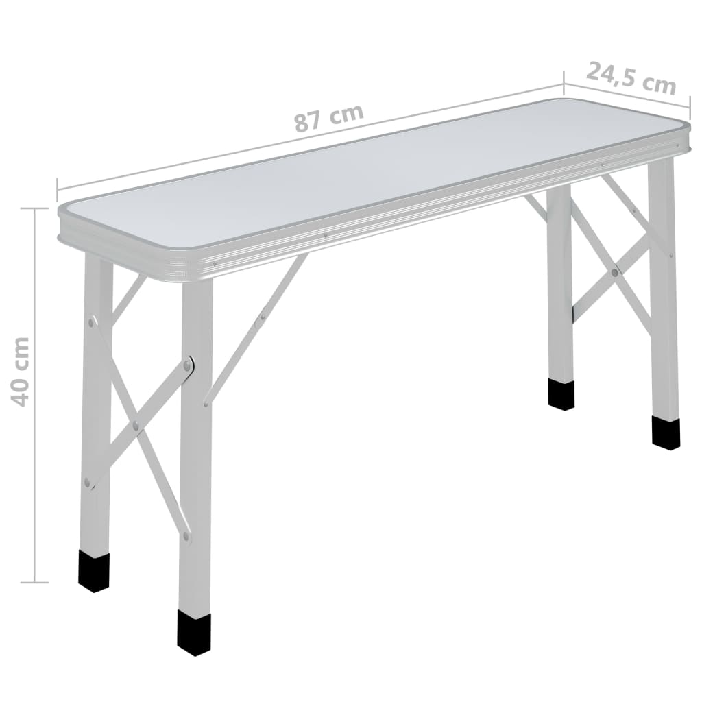 trend bånd fungere vidaXL Sammenleggbart campingbord med 2 benker aluminium hvit | vidaXL.no